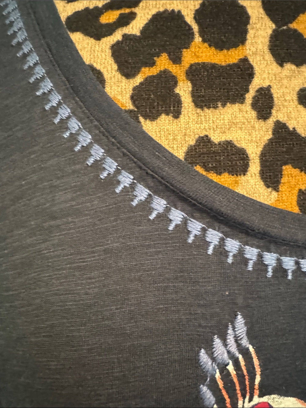 Lucky Brand Dark Navy Peacock Embroidered Tank Top - - Picture 3 of 8